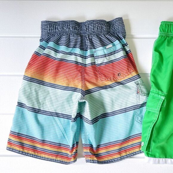 Cherokee And Joe Boxer Boy's Green Striped Board Swim Shorts Bundle Small/Medium - Picture 5 of 14